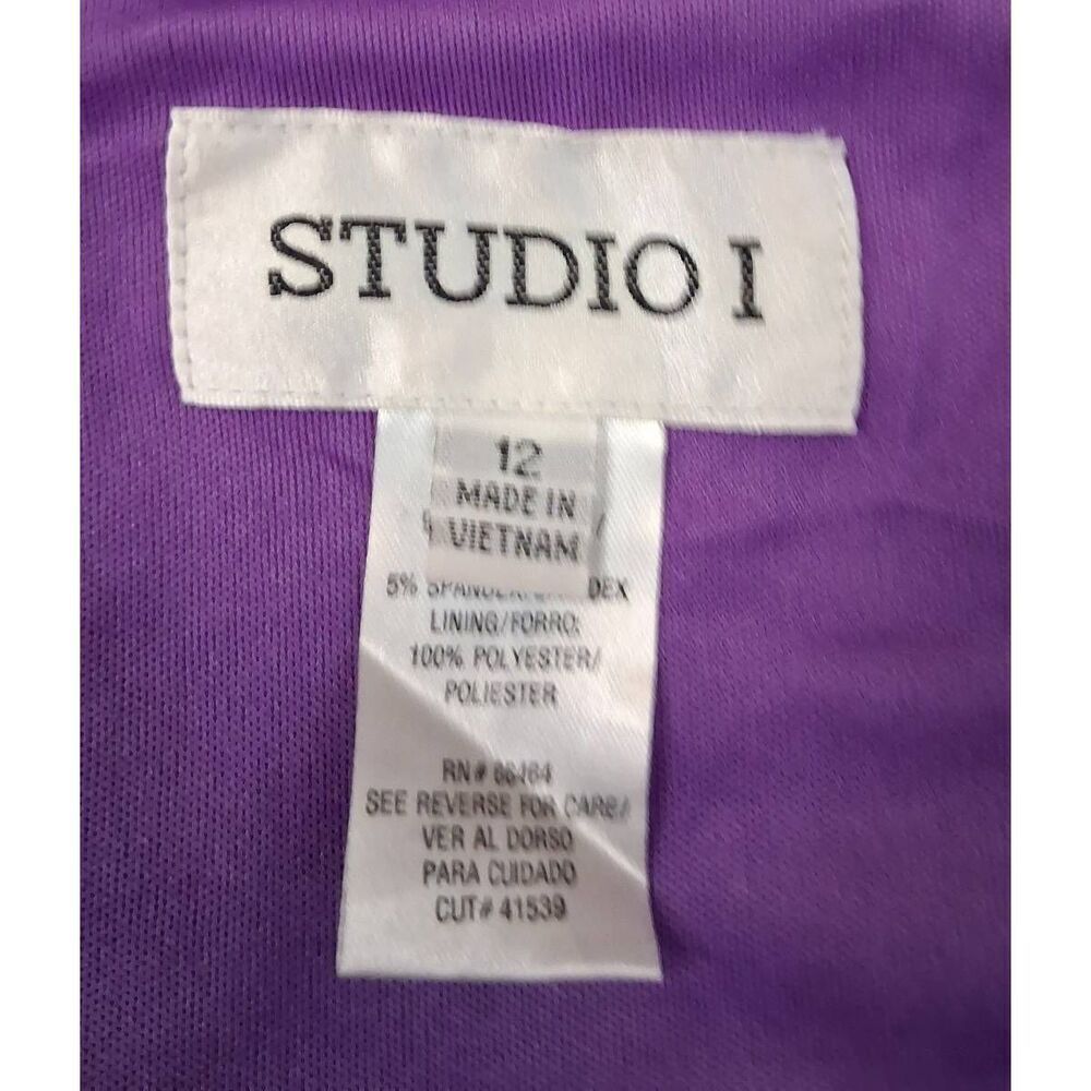 Studio 1 womens size 12 dress large shift paisley purple stretch square neck - Picture 6 of 9